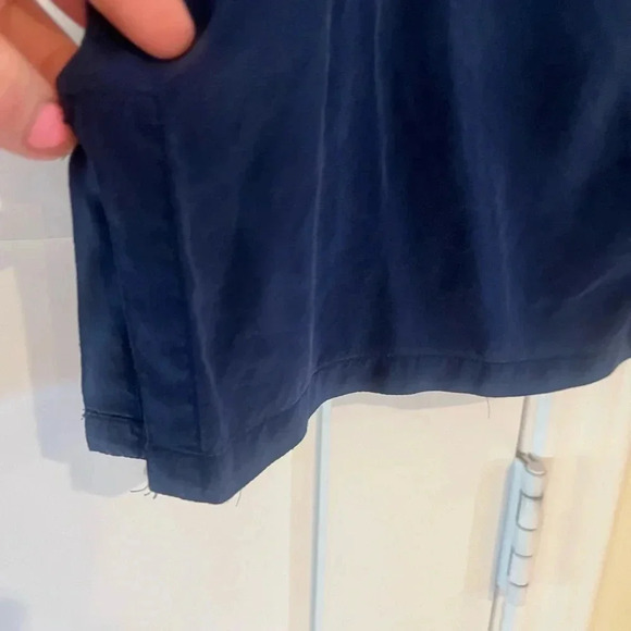 Oscar de la Renta Blue 100% Silk Sleeveless Blouse Tank Size Small EUC - Picture 4 of 4